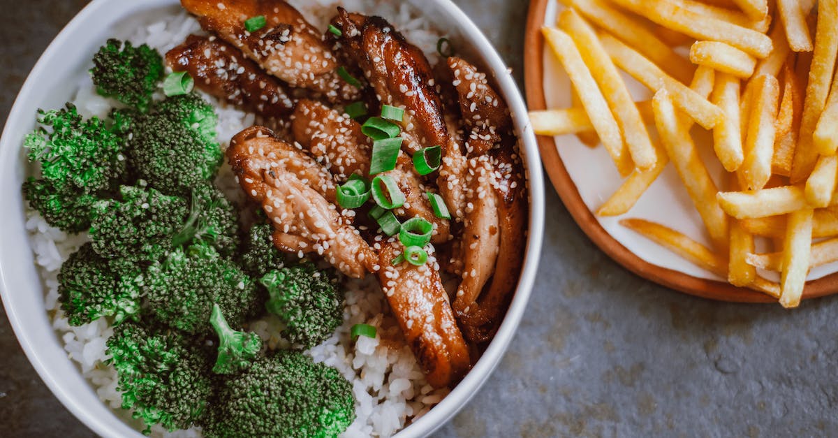 Rice Toppings and French Fries on the Table