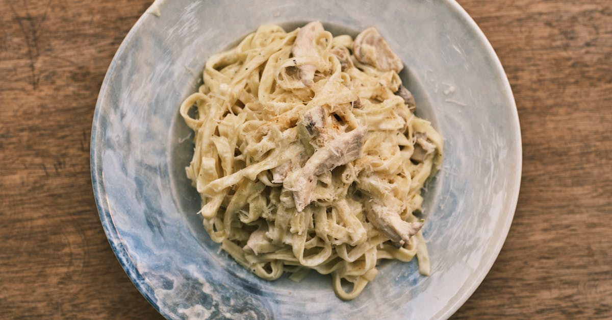 Traditional Italian Fettuccine Alfredo Pasta on Ceramic Plate