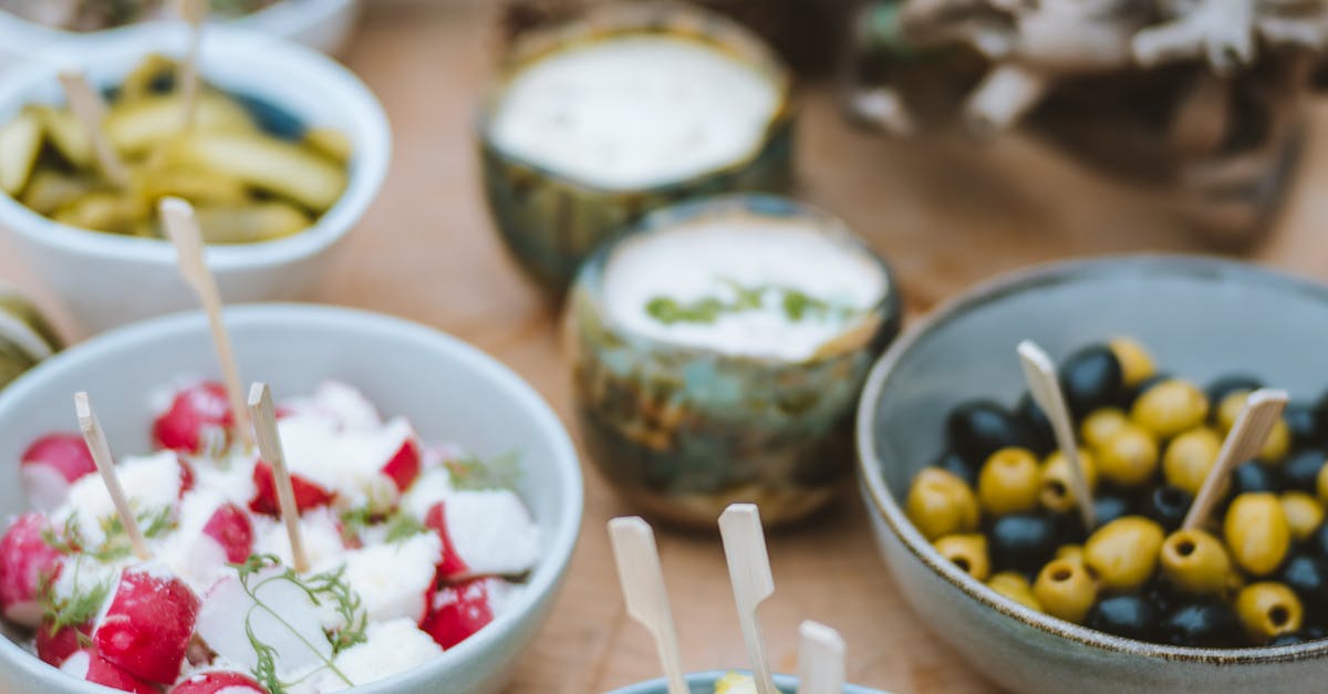 Bowls of Food on Wooden Table