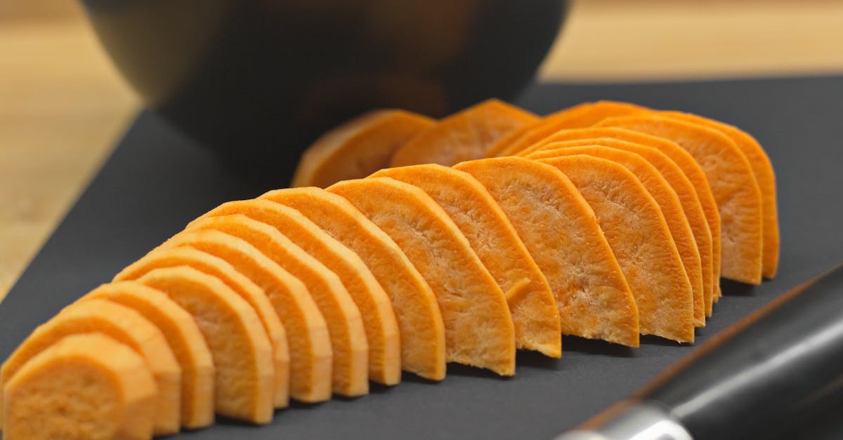 Cut sweet potato on cutting board